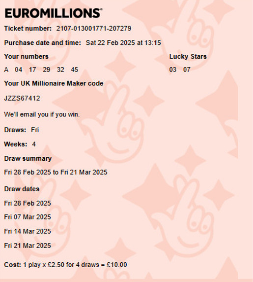 Lottery Ticket Receipt